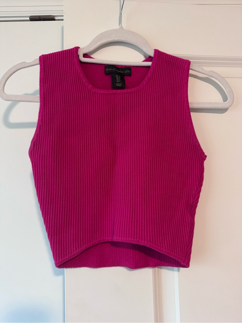 House of Harlow 1960 Ribbed Crop Tank in Bright Pink
